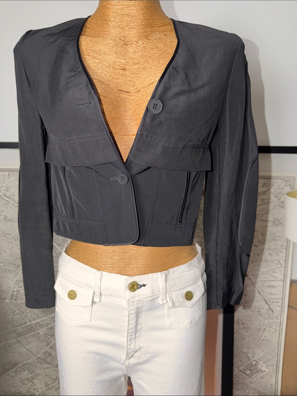 ALEXANDER WANG black cropped blazer Size 0